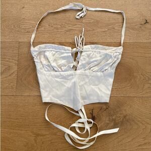 Cosette di Ames - Aria Silk Satin Corset Top in Champagne Gold